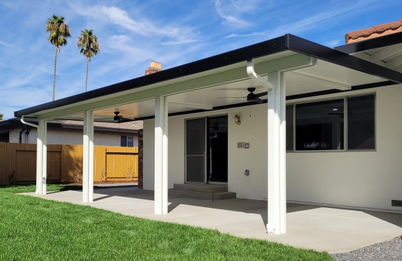 Modern solid aluminum patio cover installed by West Coast Awnings in Sacramento, CA